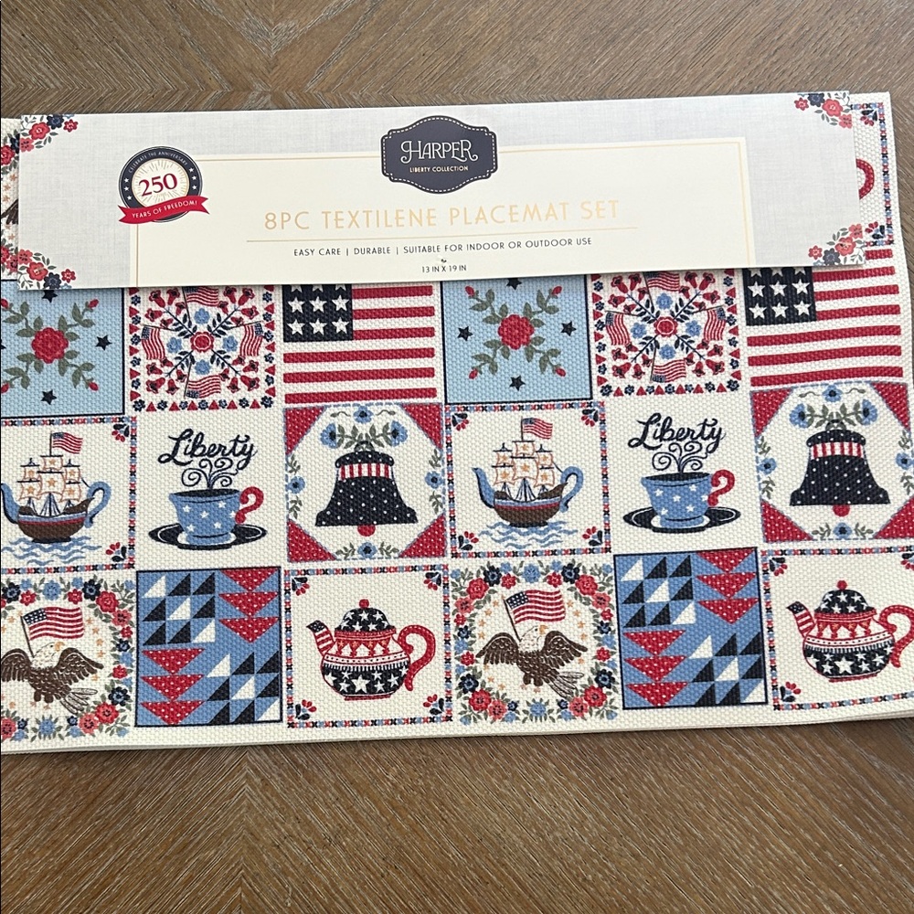 Harper Patriotic Patchwork Placemat Set - Red, Blue & White